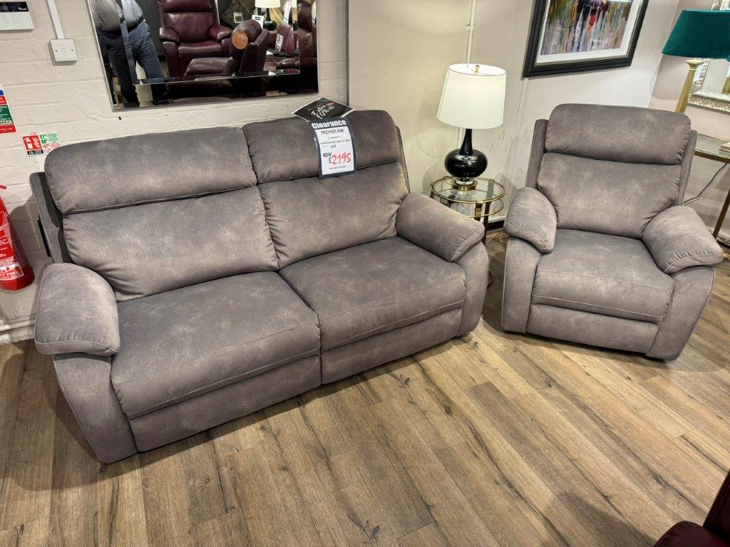 Premier Ava 2.5 Seater Fixed Sofa & Power Recliner Chair With Power Head Tilt