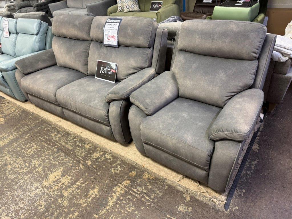 Premier Ava 2.5 Seater Fixed Sofa & Power Recliner Chair With Power Head Tilt