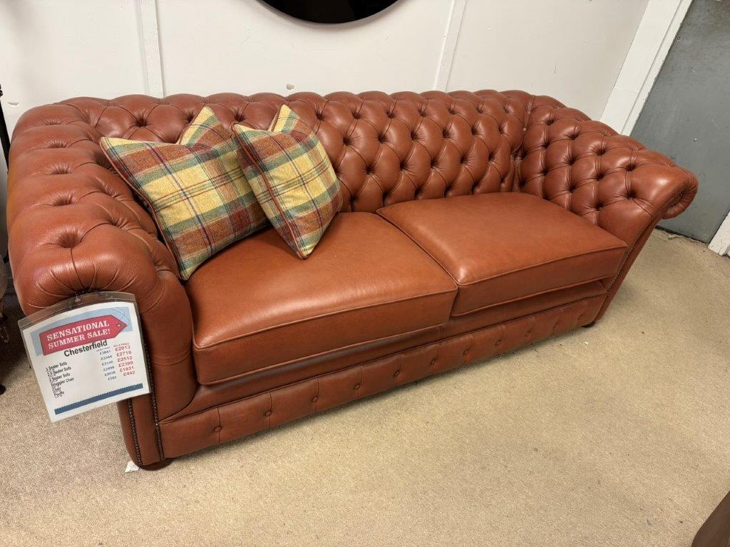 FK Chesterfield Leather 3 Seater Sofa