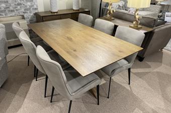 Hudson 180cm Star Base Dining Table & 6 Rebecca Chairs