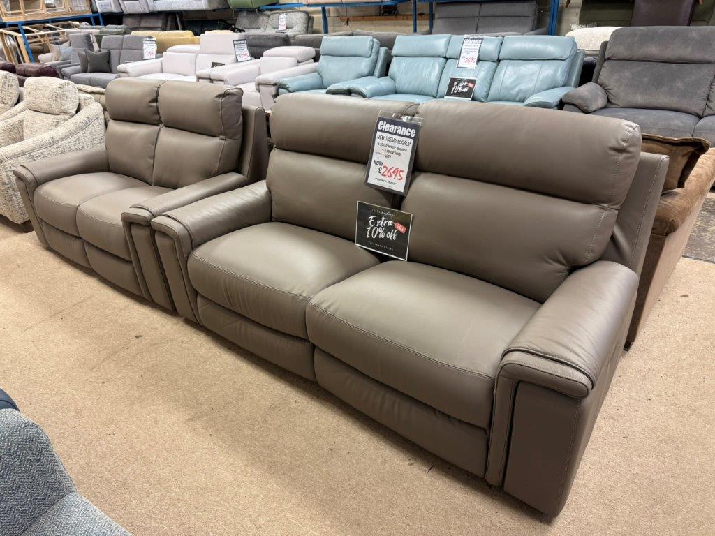 New Trend Legacy 3 Seater Power Recliner Sofa (With Power Head Tilt & Power Lumbar Support) & 2 Seater Fixed Sofa